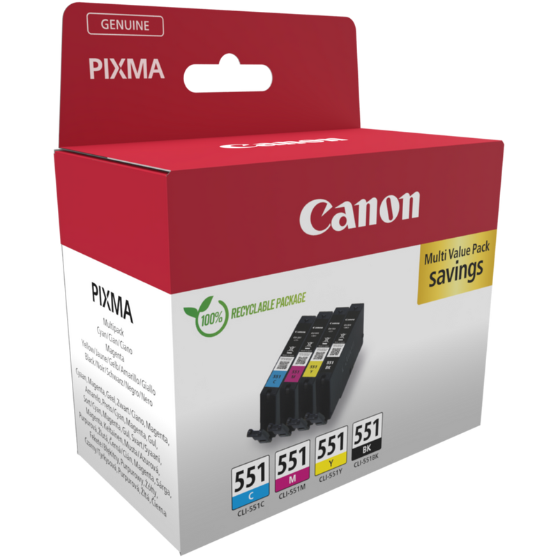 Marque propre Canon CLI-551 C/M/Y/BK Cartouche d'encre 4 couleurs